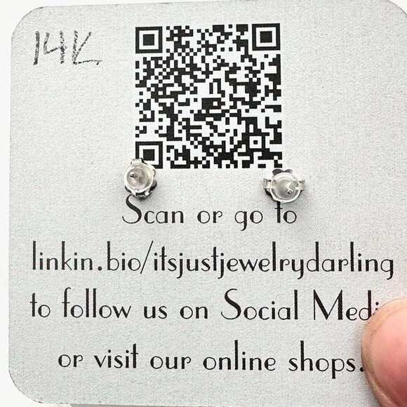 14K White Gold Womens Earrings Pink Cubic Zirconia Pierced Studs Gift Idea - Picture 5 of 5